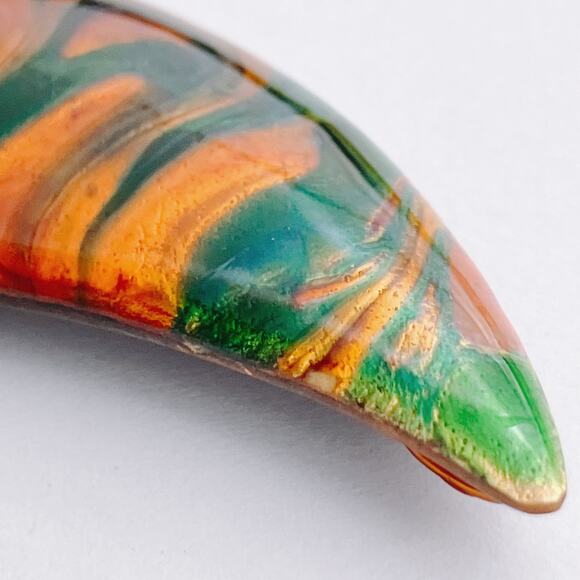 VTG 1970s Signed A. Gagnon Québec Resin Art Brooch Pendant Marbled Orange READ - Picture 3 of 11